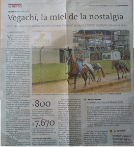 Noticia sobre el Ingenio Vegachí, periódico El Colombiano